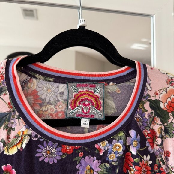 Johnny Was THE JANIE FAVORITE RAGLAN TEE‑ ELSA Size Medium Color Purple Pink - Picture 2 of 4
